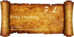 Pety Levente névjegykártya
